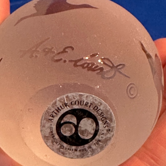 VTG Arthur Court Designs Frosted Etched Art Glass Paperweight Ducks Geese Signed - Picture 2 of 4